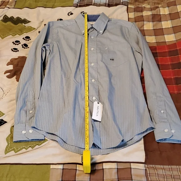 NWT! Nautica classic fit striped long sleeve dress shirt - Picture 2 of 13